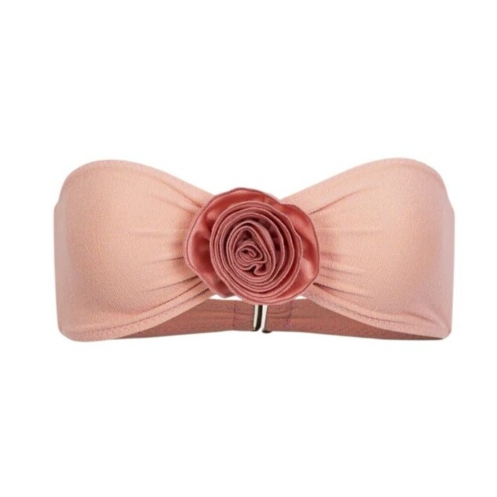 SAME Los Angeles Rosette Bandeau Top in Faux Suede Blush